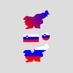 Slovenia national map and flag vectors set....