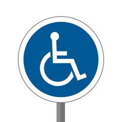 Place handicapé EPI Panneau équipements sécurité au travail rond bleu