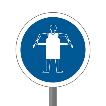 Tablier EPI Panneau &eacute;quipements s&eacute;curit&eacute; au travail rond bleu