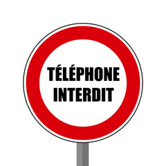 Téléphone Interdit Panneau rond rouge 