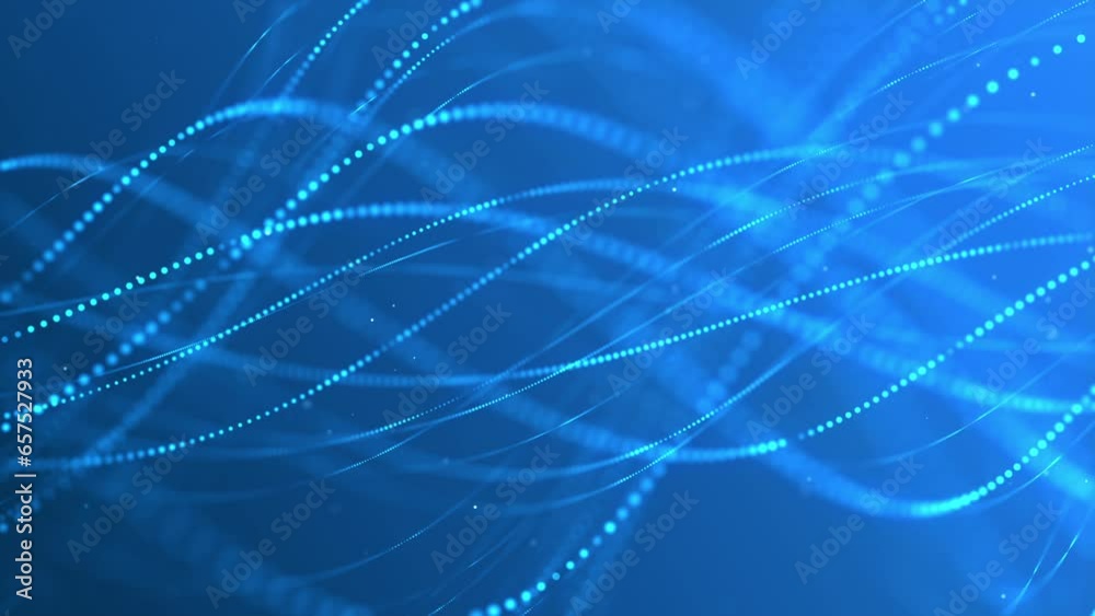 Wall mural blue particle line abstract background