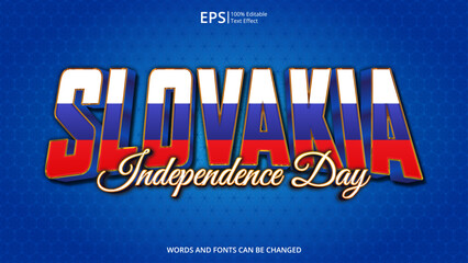 slovakia editable text effect with slovakia flag pattern suitable for poster design about holiday, Feast day or slovakia independence day moment