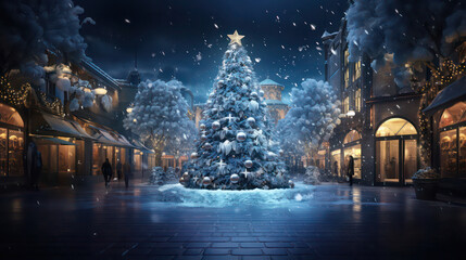 Fototapeta na wymiar Beautiful Christmas tree light at night. 