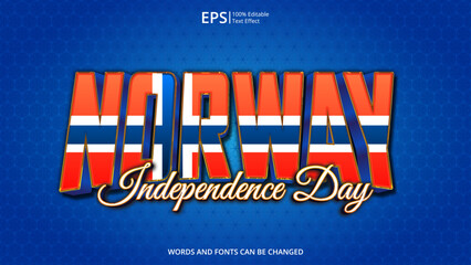 norway editable text effect with norway flag pattern suitable for poster design about holiday, Feast day or norway independence day moment