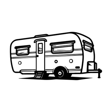 recommend clip art: camper trailer, Truck tow caravan vector illustration.