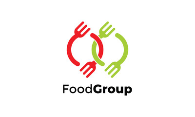 Round fork connect logo food for culinary business