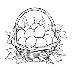 Vector hand-drawn illustration of a basket with white eggs