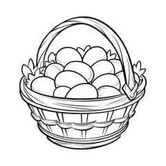 Vector hand-drawn illustration of a basket with white eggs
