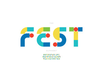 Vector of stylized modern font and alphabet