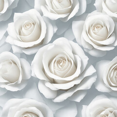 White roses on flat white background illustration