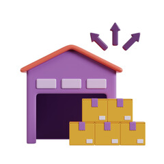 Warehouse Dispatch with Packages Illustration 3d icon