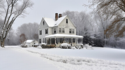 Naklejka premium The American home, in winter. AI Generated