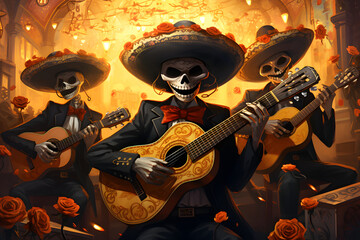 skull mexican mariachi