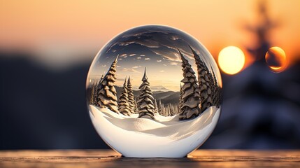 Dreamlike Christmas Ball Background: Surrealist Snowscapes