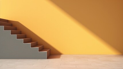 Stairs mockup with yellow wall blank copy space for way up and business aspirations success just step forward background