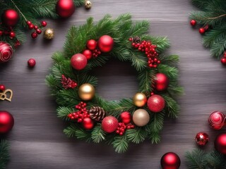Decorative christmas wreath. Xmas celebration. Generative AI