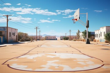 Basketball court view. Generative AI
