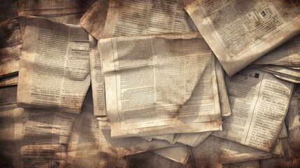 A stack of vintage newspapers - obrazy, fototapety, plakaty