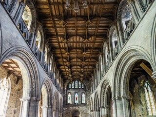 St Davids Cathedral, St Davids, Haverfordwest, Pembrokeshire, Wales, England - obrazy, fototapety, plakaty
