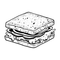 hand drawn sandwich Illustration, sandwich doodle, 