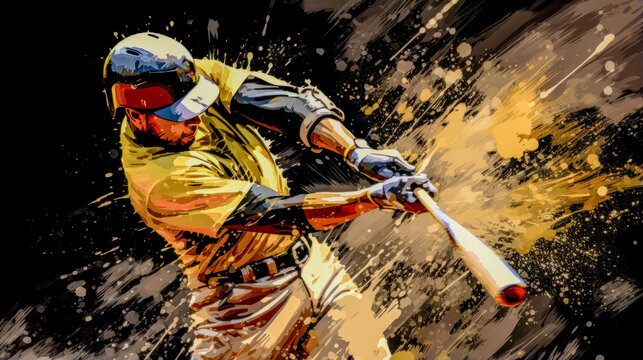 Abstract Acryl Oil Surreal Baseball Softball The Batter Tries to Hit the Ball Digital Art Wallpaper Background Cover Brainstorming