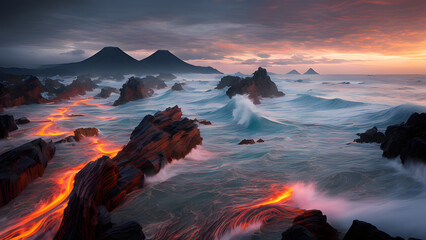 Fototapeta premium calm sea sunset