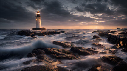 lighthouse at storm