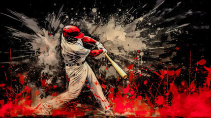 Abstract Acryl Oil Surreal Baseball Softball The Batter Tries to Hit the Ball Digital Art Wallpaper Background Cover Brainstorming