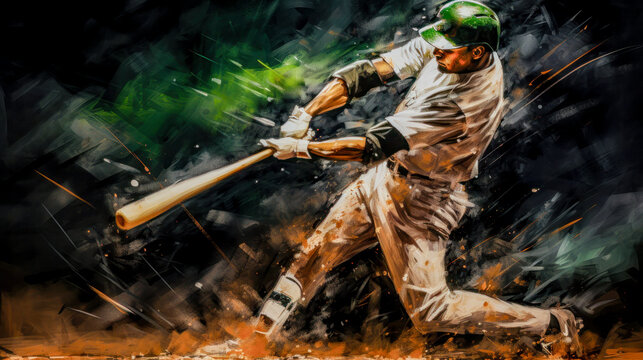 Abstract Acryl Oil Surreal Baseball Softball The Batter Tries to Hit the Ball Digital Art Wallpaper Background Cover Brainstorming