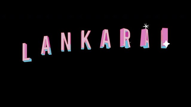 Bright letters jump merrily in the inscription LANKARAN city. Retro. Alpha channel black. Looped from frame 120 to 240, Alpha BW at the end