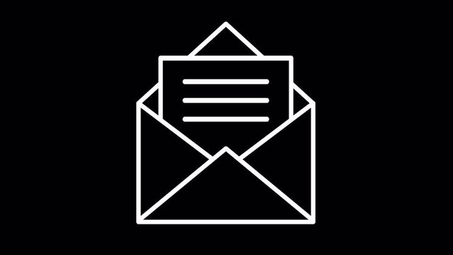 Envelope. WHITE line icon animation on a transparent background