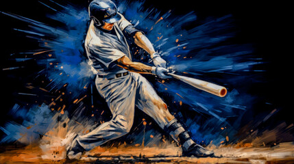 Abstract Acryl Oil Surreal Baseball Softball The Batter Tries to Hit the Ball Digital Art Wallpaper Background Cover Brainstorming