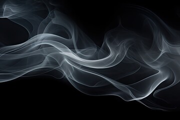 Dense Fluffy Puffs of White Smoke and Fog on Black Background, Abstract Smoke Clouds