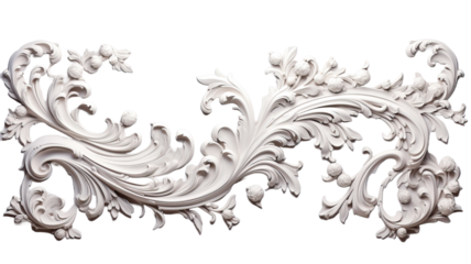Luxury white wall design bas-relief with stucco mouldings rococo element