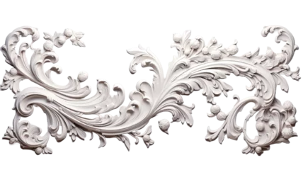 Deurstickers Luxury white wall design bas-relief with stucco mouldings rococo element © PNG