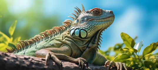 Obraz premium Iguana lizard. Generative AI technology. 