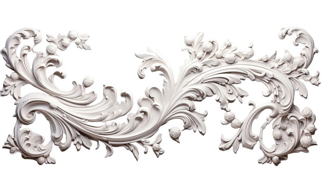 Luxury white wall design bas-relief with stucco mouldings rococo element