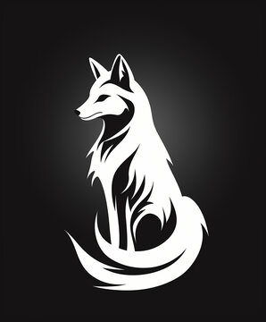 Black and white fox logo, fox logo, simple logo