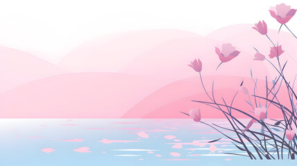 Background with pink flowers, wallpaper 