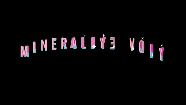 Bright letters jump merrily in the inscription MINERALNYE VODY city. Retro. Alpha channel black. Looped from frame 120 to 240, Alpha BW at the end