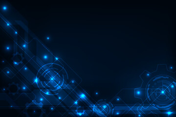 Vector abstract line circuit with gear technology background. Hi-tech commucation concept background.