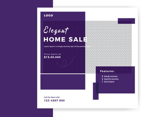 Modern elegant home sale real estate  property social media post banner template design 