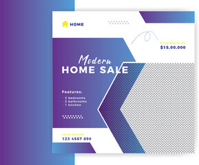 Modern elegant home sale real estate  property social media post banner template design 
