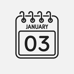 Icon page calendar day - 3 January