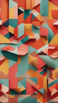 A colorful collage of geometric shapes.
