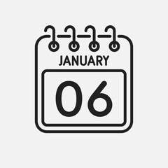 Icon page calendar day - 6 January