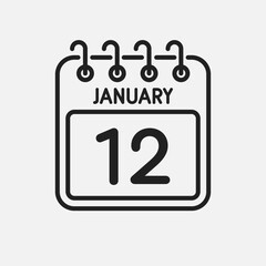 Icon page calendar day - 12 January