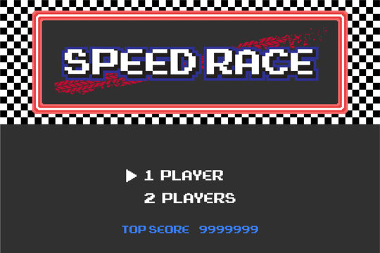 pixel art phrase Speed race. Retro game interface