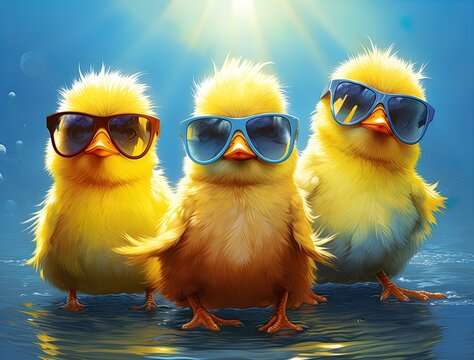 Retro Chicks in Shades: Precise and Lifelike Art