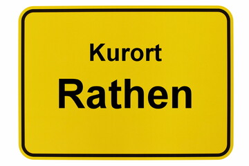 Illustration eines Ortsschildes des Kurortes Rathen in der Sächsischen Schweiz